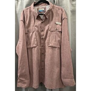 Magellan Outdoors Men's Button-Down Long Sleeve Fishing Shirt Red 2XL